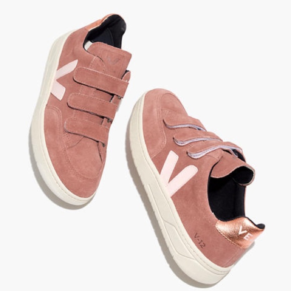 Veja NIB V-12 Velcro® Sneakers in Dried Petal Sz 7